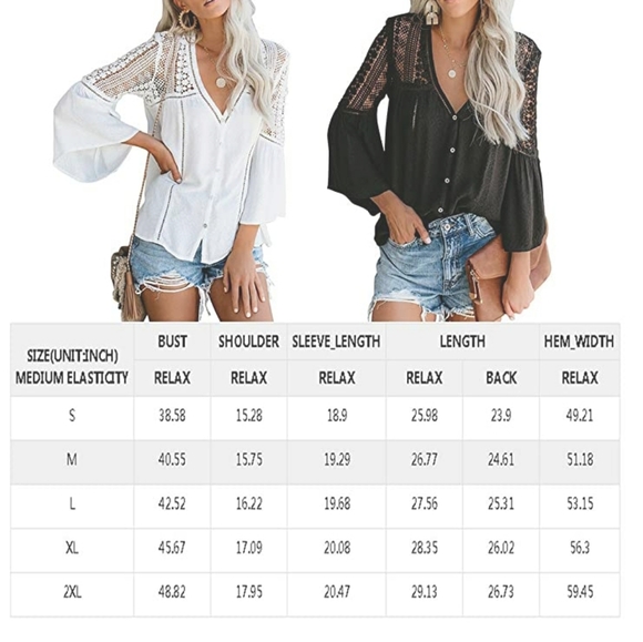 🆕️ Women's Black Bell Sleeve Tops L-XL - Picture 5 of 9